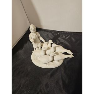 Vintage Gerold Porzellan Girl with Geese figurine in hard to find bisque
